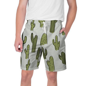 Мужские шорты 3D с принтом Кактус в Курске,  полиэстер 100% | прямой крой, два кармана без застежек по бокам. Мягкая трикотажная резинка на поясе, внутри которой широкие завязки. Длина чуть выше колен | Тематика изображения на принте: cactus | кактус