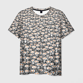 Мужская футболка 3D с принтом Reddit army в Курске, 100% полиэфир | прямой крой, круглый вырез горловины, длина до линии бедер | белый | гуманоид | интернет | оранжевый | паттерн | реддит | сайт | толпа