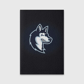 Обложка для паспорта матовая кожа с принтом Хаски_8 в Курске, натуральная матовая кожа | размер 19,3 х 13,7 см; прозрачные пластиковые крепления | домашние животные | пес | собака