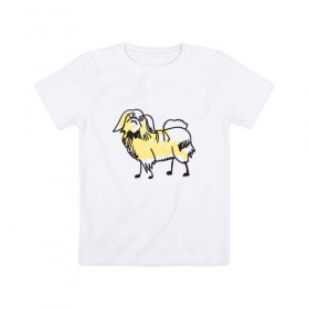 Детская футболка хлопок с принтом Забавный пекинес в Курске, 100% хлопок | круглый вырез горловины, полуприлегающий силуэт, длина до линии бедер | домашние животные | пекинес | пес | песик | собака | собачка