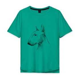 Мужская футболка хлопок Oversize с принтом бультерьер графичный в Курске, 100% хлопок | свободный крой, круглый ворот, “спинка” длиннее передней части | бультерьер | домашние животные | пес | песик | собака | собачка