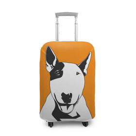 Чехол для чемодана 3D с принтом Солнечнй бультерьер в Курске, 86% полиэфир, 14% спандекс | двустороннее нанесение принта, прорези для ручек и колес | Тематика изображения на принте: бультерьер | домашние животные | пес | песик | собака | собачка