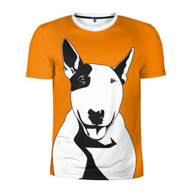 Мужская футболка 3D спортивная с принтом Солнечнй бультерьер в Курске, 100% полиэстер с улучшенными характеристиками | приталенный силуэт, круглая горловина, широкие плечи, сужается к линии бедра | бультерьер | домашние животные | пес | песик | собака | собачка