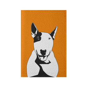 Обложка для паспорта матовая кожа с принтом Солнечнй бультерьер в Курске, натуральная матовая кожа | размер 19,3 х 13,7 см; прозрачные пластиковые крепления | бультерьер | домашние животные | пес | песик | собака | собачка