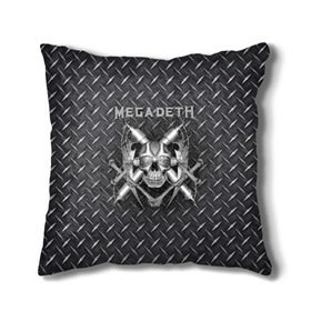 Подушка 3D с принтом Megadeth в Курске, наволочка – 100% полиэстер, наполнитель – холлофайбер (легкий наполнитель, не вызывает аллергию). | состоит из подушки и наволочки. Наволочка на молнии, легко снимается для стирки | Тематика изображения на принте: 