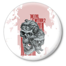 Значок с принтом THE EVIL WITHIN 2 в Курске,  металл | круглая форма, металлическая застежка в виде булавки | Тематика изображения на принте: skull | череп