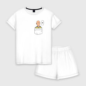 Женская пижама с шортиками хлопок с принтом One Punch Man в Курске, 100% хлопок | футболка прямого кроя, шорты свободные с широкой мягкой резинкой | anime | one punch man | аниме