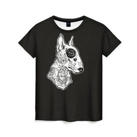 Женская футболка 3D с принтом Бультерьер_16 в Курске, 100% полиэфир ( синтетическое хлопкоподобное полотно) | прямой крой, круглый вырез горловины, длина до линии бедер | Тематика изображения на принте: домашние животные | пес | собака