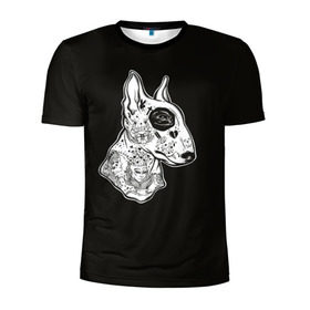 Мужская футболка 3D спортивная с принтом Бультерьер_16 в Курске, 100% полиэстер с улучшенными характеристиками | приталенный силуэт, круглая горловина, широкие плечи, сужается к линии бедра | домашние животные | пес | собака