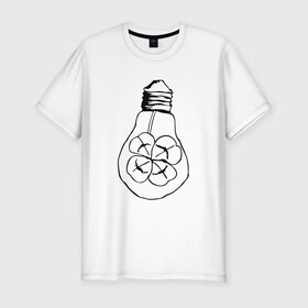 Мужская футболка премиум с принтом Лампочка Клевер в Курске, 92% хлопок, 8% лайкра | приталенный силуэт, круглый вырез ворота, длина до линии бедра, короткий рукав | 