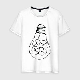Мужская футболка хлопок с принтом Лампочка Клевер в Курске, 100% хлопок | прямой крой, круглый вырез горловины, длина до линии бедер, слегка спущенное плечо. | 