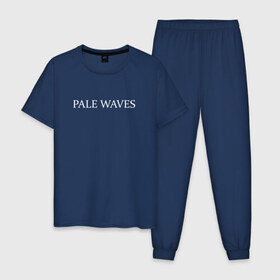 Мужская пижама хлопок с принтом PW в Курске, 100% хлопок | брюки и футболка прямого кроя, без карманов, на брюках мягкая резинка на поясе и по низу штанин
 | Тематика изображения на принте: goth | pale waves | готика
