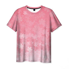 Мужская футболка 3D с принтом Сакура в Курске, 100% полиэфир | прямой крой, круглый вырез горловины, длина до линии бедер | japan | sakura | вишня | розовый | сакура | цветок | цветы | япония