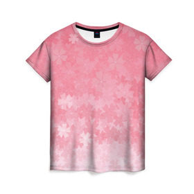 Женская футболка 3D с принтом Сакура в Курске, 100% полиэфир ( синтетическое хлопкоподобное полотно) | прямой крой, круглый вырез горловины, длина до линии бедер | japan | sakura | вишня | розовый | сакура | цветок | цветы | япония