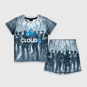 Детский костюм с шортами 3D с принтом CLOUD 9 CS GO в Курске,  |  | cloud 9 | counter strike | cs go | esports | team | известные | киберспорт | мировые | спорт