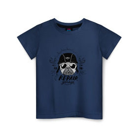 Детская футболка хлопок с принтом Repair garage в Курске, 100% хлопок | круглый вырез горловины, полуприлегающий силуэт, длина до линии бедер | домашние животные | мопс | пес | песик | собака | собачка