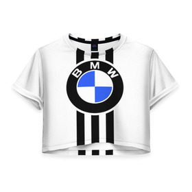 Женская футболка 3D укороченная с принтом BMW SPORTWEAR в Курске, 100% полиэстер | круглая горловина, длина футболки до линии талии, рукава с отворотами | bmw | автомобильные | бмв | машины