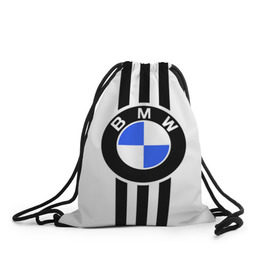 Рюкзак-мешок 3D с принтом BMW SPORTWEAR в Курске, 100% полиэстер | плотность ткани — 200 г/м2, размер — 35 х 45 см; лямки — толстые шнурки, застежка на шнуровке, без карманов и подкладки | bmw | автомобильные | бмв | машины