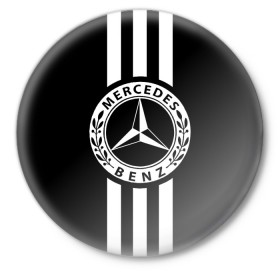 Значок с принтом MERCEDES BENZ в Курске,  металл | круглая форма, металлическая застежка в виде булавки | mercedes | автомобильные | машины | мерседес.mercedes benz