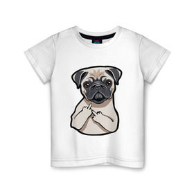 Детская футболка хлопок с принтом Злой мопс в Курске, 100% хлопок | круглый вырез горловины, полуприлегающий силуэт, длина до линии бедер | домашние животные | мопс | пес | песик | собака | собачка