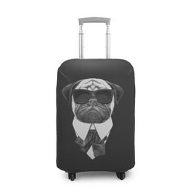 Чехол для чемодана 3D с принтом Мопс в черном в Курске, 86% полиэфир, 14% спандекс | двустороннее нанесение принта, прорези для ручек и колес | домашние животные | мопс | пес | песик | собака | собачка