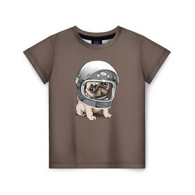 Детская футболка 3D с принтом Мопсик в скафандре в Курске, 100% гипоаллергенный полиэфир | прямой крой, круглый вырез горловины, длина до линии бедер, чуть спущенное плечо, ткань немного тянется | домашние животные | мопс | пес | песик | собака | собачка
