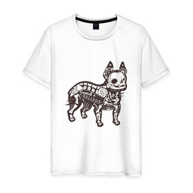 Мужская футболка хлопок с принтом Бульдог ренген в Курске, 100% хлопок | прямой крой, круглый вырез горловины, длина до линии бедер, слегка спущенное плечо. | Тематика изображения на принте: бульдог | домашние животные | пес | песик | собака | собачка | французский бульдог
