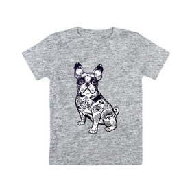 Детская футболка хлопок с принтом Суровый бульдог в Курске, 100% хлопок | круглый вырез горловины, полуприлегающий силуэт, длина до линии бедер | бульдог | домашние животные | пес | песик | собака | собачка | французский бульдог