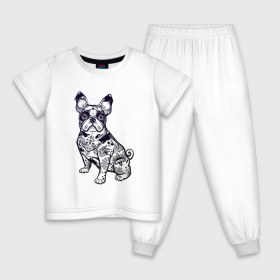 Детская пижама хлопок с принтом Суровый бульдог в Курске, 100% хлопок |  брюки и футболка прямого кроя, без карманов, на брюках мягкая резинка на поясе и по низу штанин
 | бульдог | домашние животные | пес | песик | собака | собачка | французский бульдог