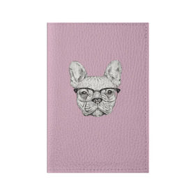 Обложка для паспорта матовая кожа с принтом Бульдог в очках в Курске, натуральная матовая кожа | размер 19,3 х 13,7 см; прозрачные пластиковые крепления | бульдог | домашние животные | пес | песик | собака | собачка | французский бульдог