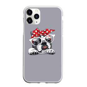 Чехол для iPhone 11 Pro матовый с принтом Бульдог в очках_2 в Курске, Силикон |  | бульдог | домашние животные | пес | песик | собака | собачка | французский бульдог