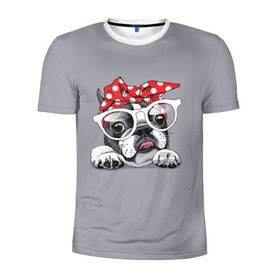 Мужская футболка 3D спортивная с принтом Бульдог в очках_2 в Курске, 100% полиэстер с улучшенными характеристиками | приталенный силуэт, круглая горловина, широкие плечи, сужается к линии бедра | бульдог | домашние животные | пес | песик | собака | собачка | французский бульдог