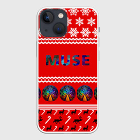 Чехол для iPhone 13 mini с принтом Праздничный Muse в Курске,  |  | muse | альтернативный | группа | доминик ховард | знак | красный | крис уолстенхолм | мо | моус | моусе | муза | музе | мусе | мэттью беллами | надпись | новогодний | новый год | праздник | прогрессивный