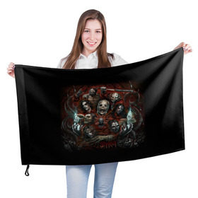 Флаг 3D с принтом Slipknot в Курске, 100% полиэстер | плотность ткани — 95 г/м2, размер — 67 х 109 см. Принт наносится с одной стороны | metal | slipknot | taylor | слипкнот