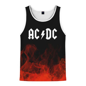 Мужская майка 3D с принтом AC/DC в Курске, 100% полиэстер | круглая горловина, приталенный силуэт, длина до линии бедра. Пройма и горловина окантованы тонкой бейкой | Тематика изображения на принте: ac dc | logo | metal | music | rock | лого | логотип | метал | музыка | рок