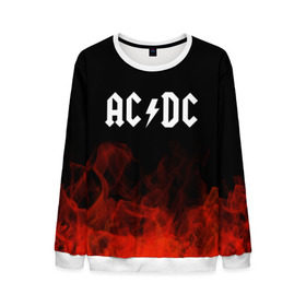 Мужской свитшот 3D с принтом AC/DC в Курске, 100% полиэстер с мягким внутренним слоем | круглый вырез горловины, мягкая резинка на манжетах и поясе, свободная посадка по фигуре | ac dc | logo | metal | music | rock | лого | логотип | метал | музыка | рок