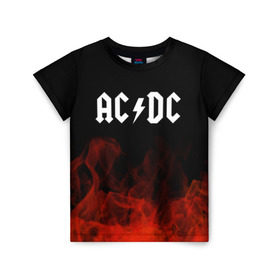 Детская футболка 3D с принтом AC/DC в Курске, 100% гипоаллергенный полиэфир | прямой крой, круглый вырез горловины, длина до линии бедер, чуть спущенное плечо, ткань немного тянется | ac dc | logo | metal | music | rock | лого | логотип | метал | музыка | рок