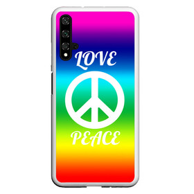 Чехол для Honor 20 с принтом Love and Peace в Курске, Силикон | Область печати: задняя сторона чехла, без боковых панелей | любовь и мир | мир | хиппи