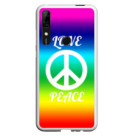 Чехол для Honor P Smart Z с принтом Love and Peace в Курске, Силикон | Область печати: задняя сторона чехла, без боковых панелей | любовь и мир | мир | хиппи