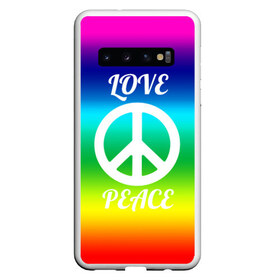 Чехол для Samsung Galaxy S10 с принтом Love and Peace в Курске, Силикон | Область печати: задняя сторона чехла, без боковых панелей | любовь и мир | мир | хиппи