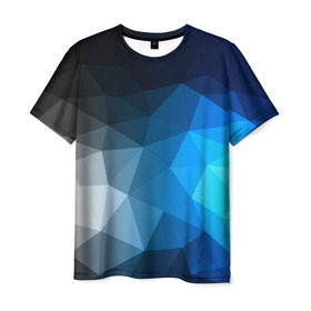 Мужская футболка 3D с принтом Gray&Blue collection abstract в Курске, 100% полиэфир | прямой крой, круглый вырез горловины, длина до линии бедер | Тематика изображения на принте: abstraction | geometry | polygon | абстракция | геометрия | грань | краски | кубик | кубики | линии | мозаика | полигон | разноцветные | ребро | текстура | тени | узор