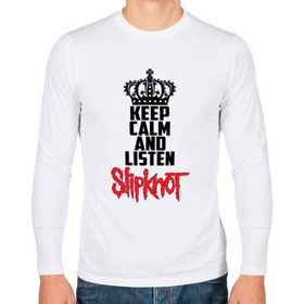 Мужской лонгслив хлопок с принтом Keep calm and listen Slipknot в Курске, 100% хлопок |  | slipknot | альтернативный | грув | кори тейлор | крис фен | метал | музыка | ню | рок | слайпкнот | слипкнот | слипнот