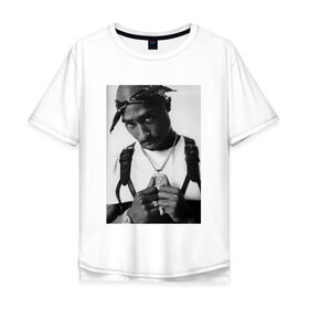 Мужская футболка хлопок Oversize с принтом 2pac в Курске, 100% хлопок | свободный крой, круглый ворот, “спинка” длиннее передней части | 2pac | hip hop тупак | rap