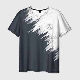 Мужская футболка 3D с принтом Mercedes в Курске, 100% полиэфир | прямой крой, круглый вырез горловины, длина до линии бедер | Тематика изображения на принте: amg | car | mercedes | race | авто | гонки | краска | марка | машина | мерс | мерседес