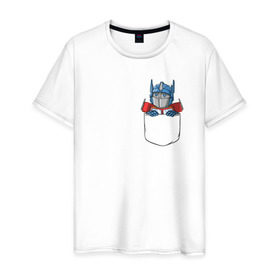 Мужская футболка хлопок с принтом Pocket Prime в Курске, 100% хлопок | прямой крой, круглый вырез горловины, длина до линии бедер, слегка спущенное плечо. | transformers | трансформеры
