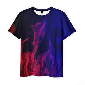 Мужская футболка 3D с принтом Огненный стиль в Курске, 100% полиэфир | прямой крой, круглый вырез горловины, длина до линии бедер | fire | flame | in fire | smoke | в огне | дым | огненный | огонь | текстуры