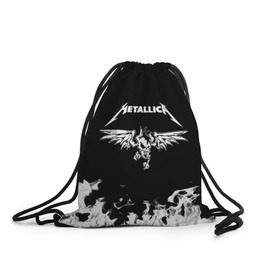 Рюкзак-мешок 3D с принтом Metallica в Курске, 100% полиэстер | плотность ткани — 200 г/м2, размер — 35 х 45 см; лямки — толстые шнурки, застежка на шнуровке, без карманов и подкладки | metallica | группа | джеймс хэтфилд | кирк хэмметт | ларс ульрих | метал | металика | металлика | миталика | музыка | роберт трухильо | рок | трэш | трэшметал | хард | хардрок | хеви | хевиметал