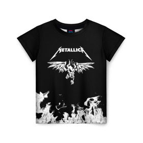 Детская футболка 3D с принтом Metallica в Курске, 100% гипоаллергенный полиэфир | прямой крой, круглый вырез горловины, длина до линии бедер, чуть спущенное плечо, ткань немного тянется | Тематика изображения на принте: metallica | группа | джеймс хэтфилд | кирк хэмметт | ларс ульрих | метал | металика | металлика | миталика | музыка | роберт трухильо | рок | трэш | трэшметал | хард | хардрок | хеви | хевиметал