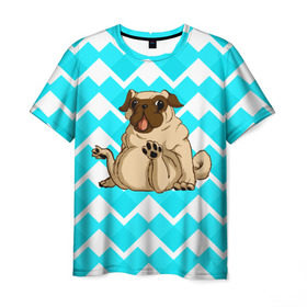 Мужская футболка 3D с принтом Забавный мопс в Курске, 100% полиэфир | прямой крой, круглый вырез горловины, длина до линии бедер | animal | dog | pet | pug | puppy | арт | бульдог | животные | милые | мопс | пес | собаки | текстура