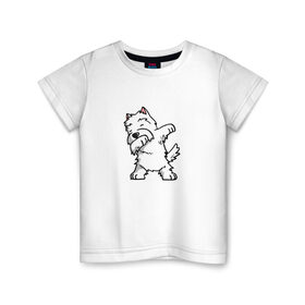 Детская футболка хлопок с принтом Собака даб в Курске, 100% хлопок | круглый вырез горловины, полуприлегающий силуэт, длина до линии бедер | Тематика изображения на принте: 